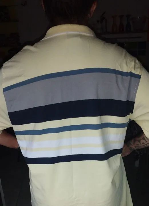 Camisa Polo Listrada Amarela - Foto 2
