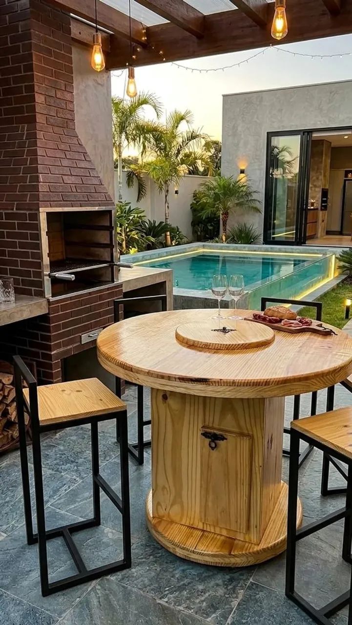 Mesa com rodízios com 4 banquetas  - Foto 2