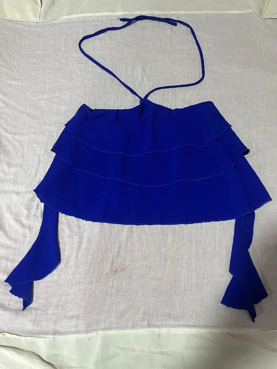 Blusa Azul Royal com Babado - Tamanho Único ? - Foto 2