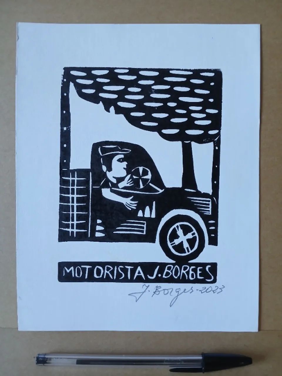 XILOGRAVURA J BORGES- ORIGINAL E ASSINADA - Foto 2