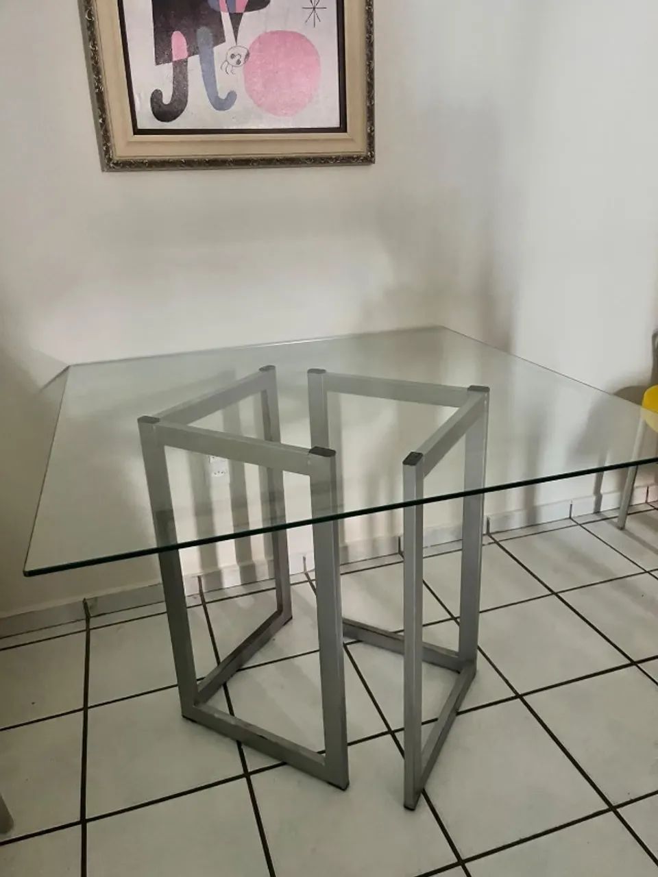 Mesa de Jantar Vidro e Pés de Ferro Móveis Leroy Merlin (Retirada) - Foto 4