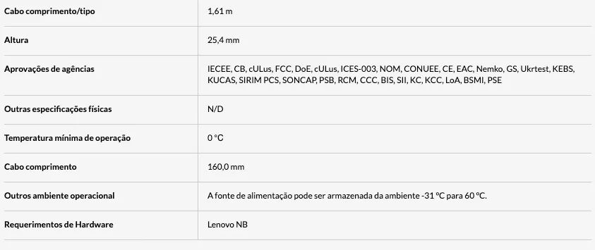 Adaptador de energia CA Lenovo Legion Slim de 230 W (BR) - Foto 3