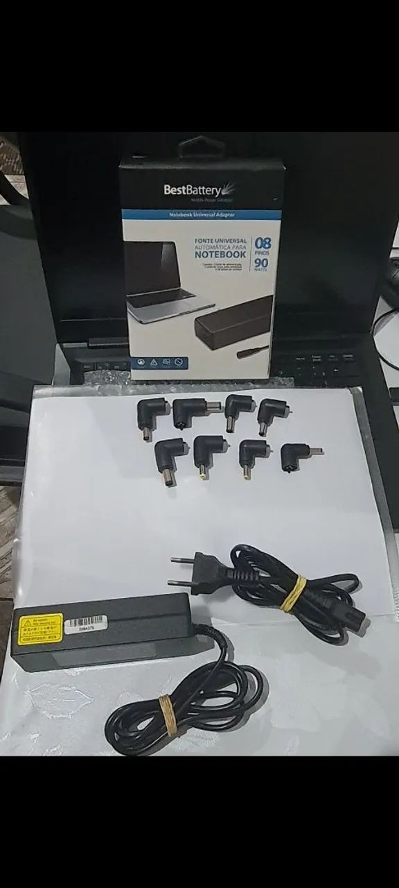 FONTE UNVERSAL AUTOMATICA PARA NOTEBOOK 08 PINOS 90 WATTS  marca BESTBATTERY