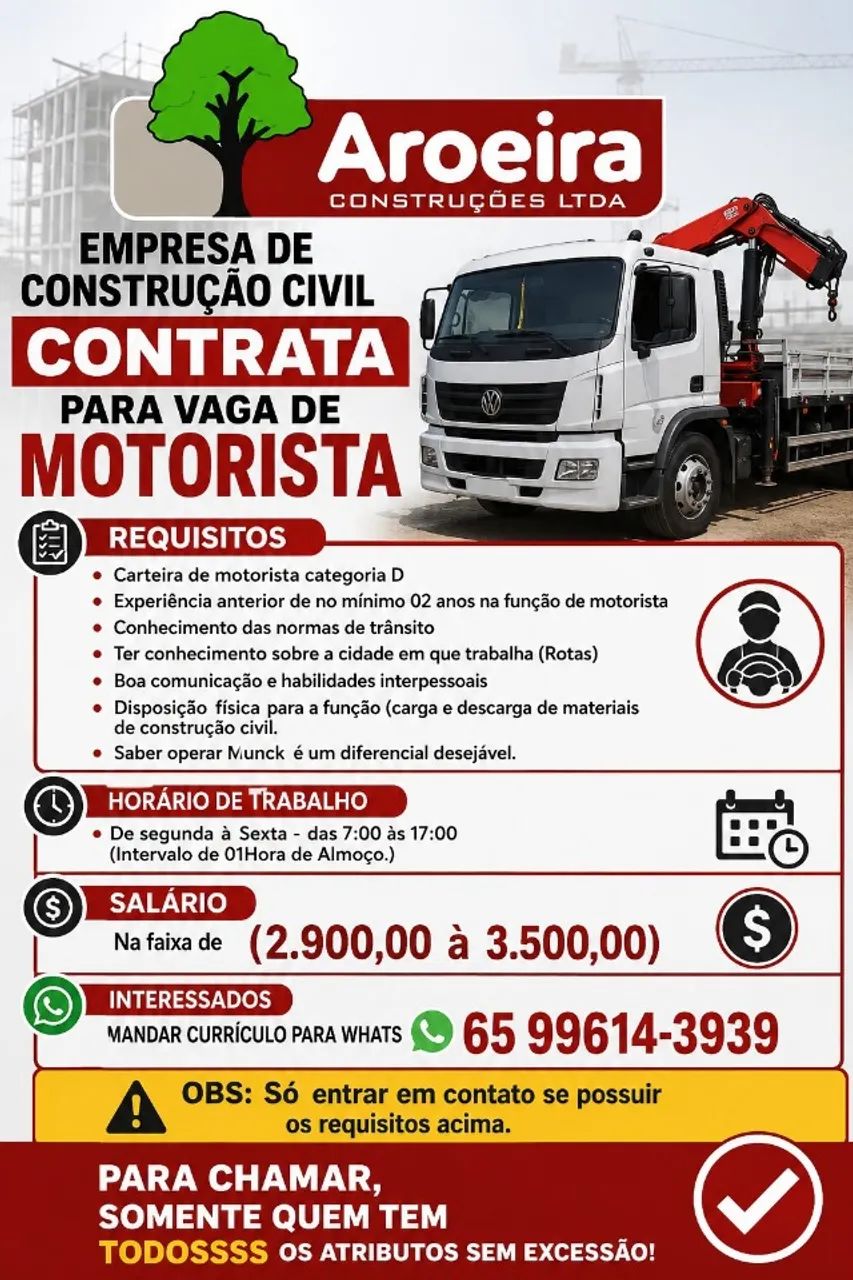 CONTRATAMOS MOTORISTAS  CAT D