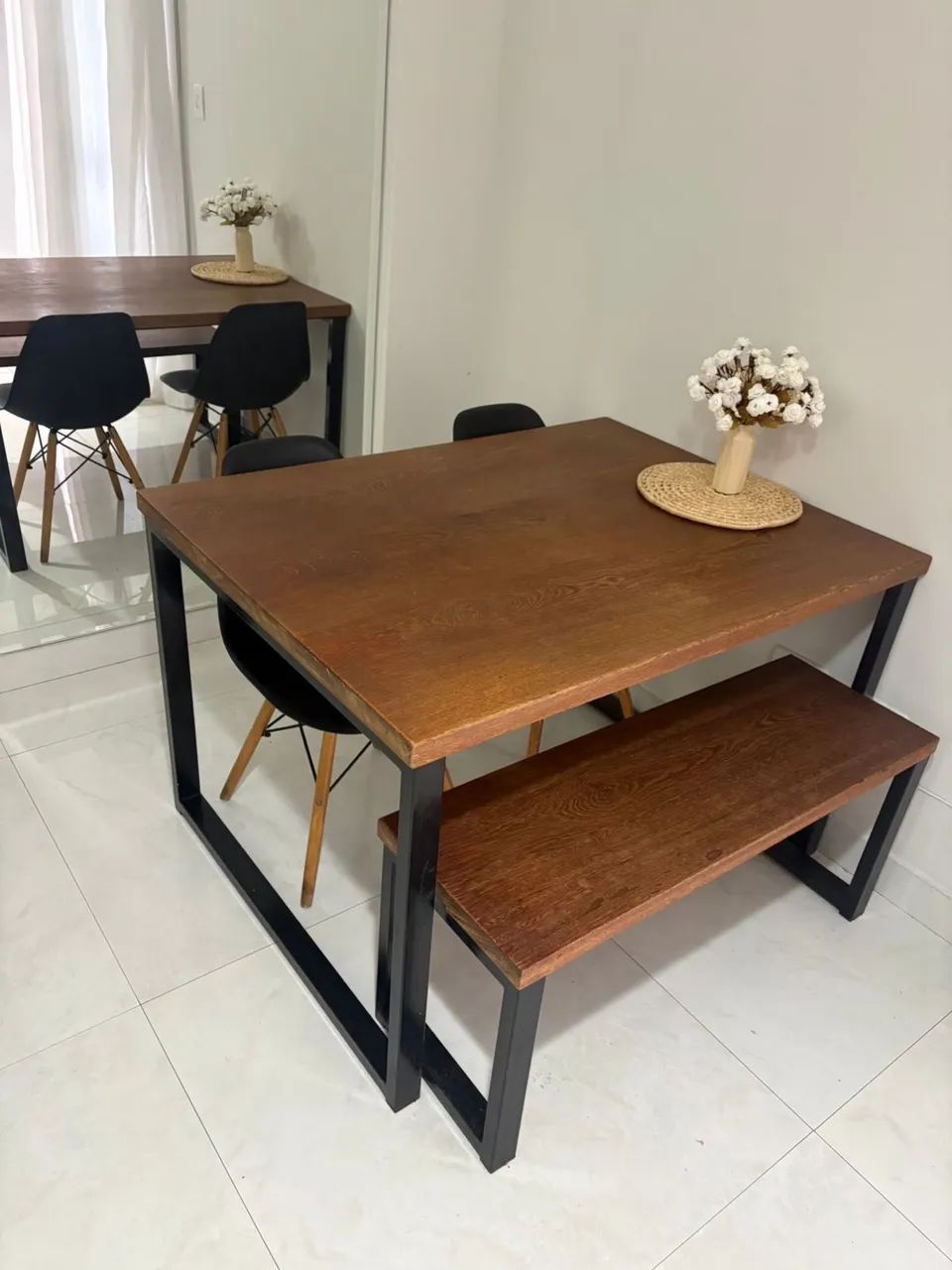 Conjunto mesa madeira maciça  - Foto 2