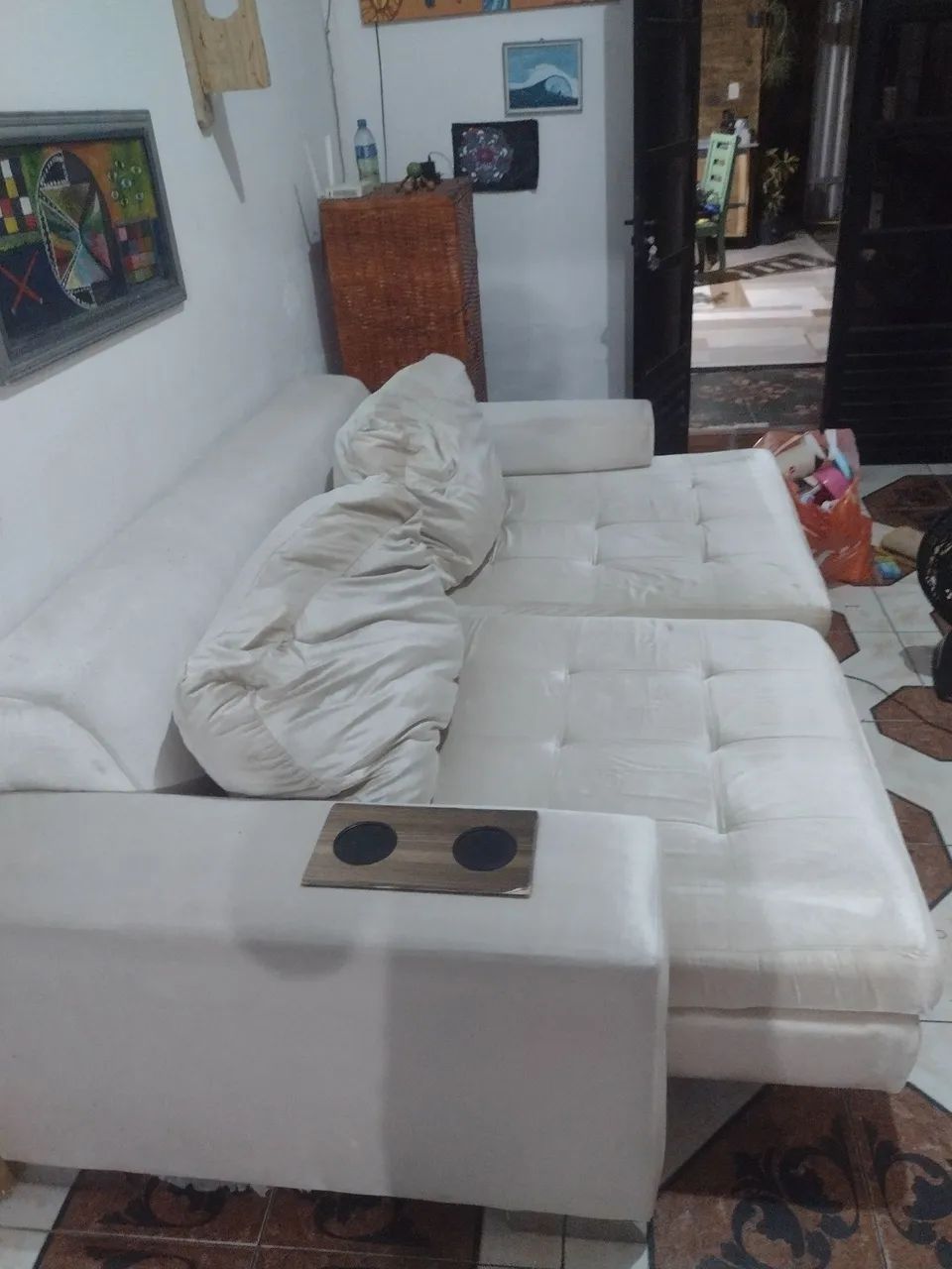 Sofá retrátil madeira pura vira uma cama de casal - Foto 3