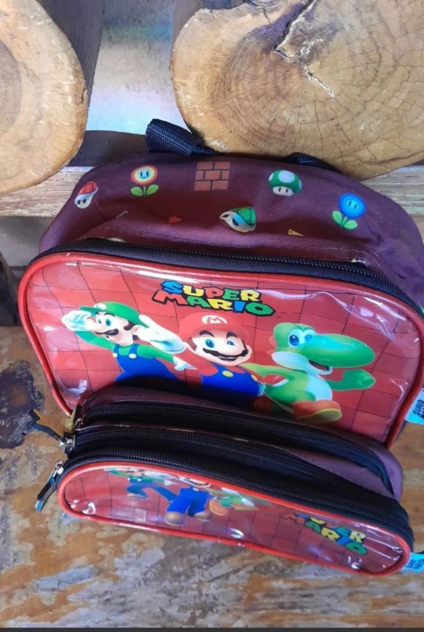 linda mochila com estojo do super mario - Foto 5