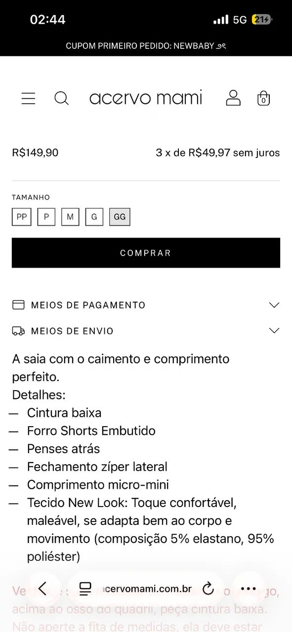 Vendo mini saia preta acervo mami nunca usada - Foto 5