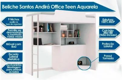 Beliche Santos Andirá Office Branco - Foto 4