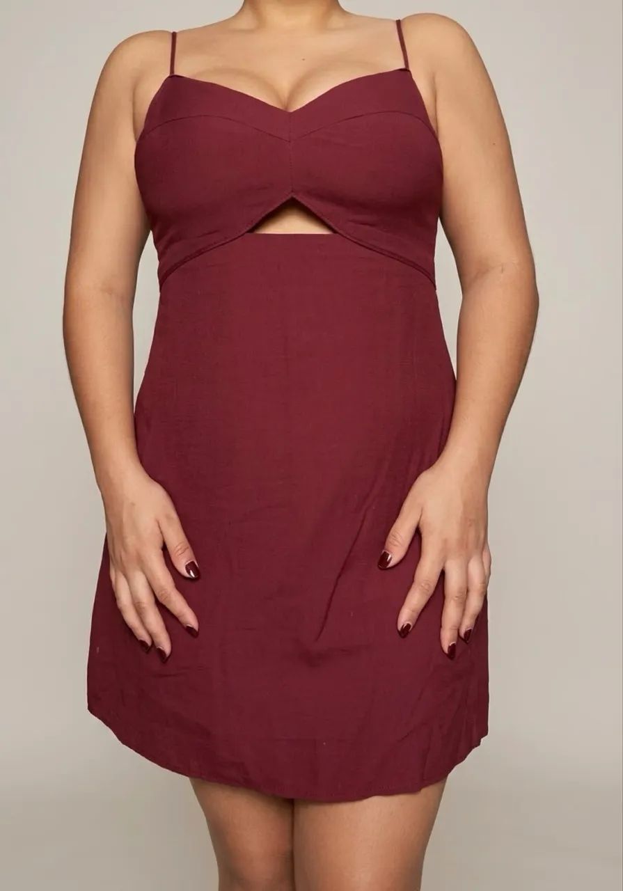 Vestido de linho vinho