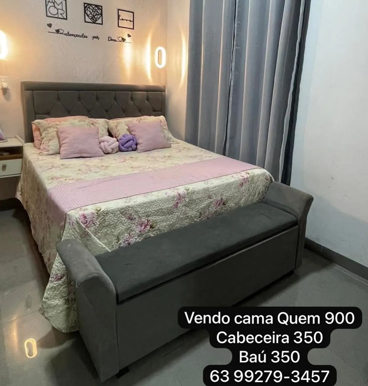 Vendo cama cabeceira e baú 
