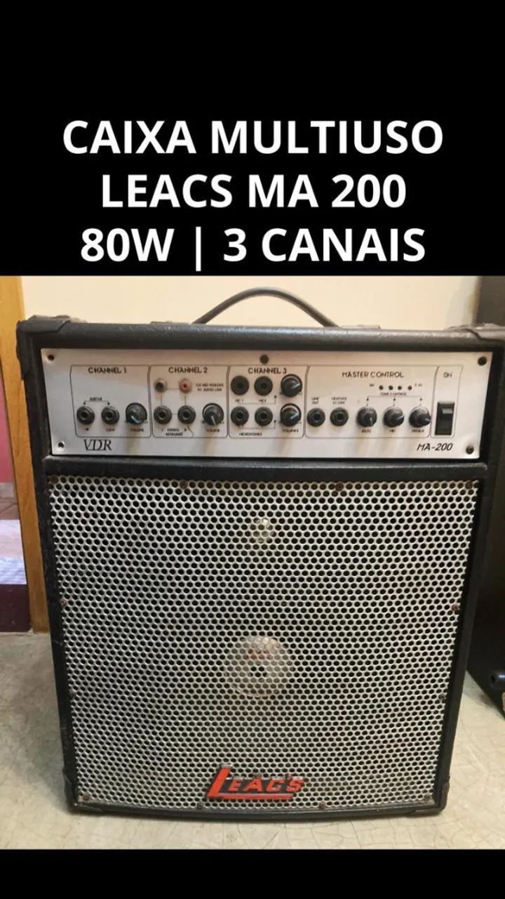 CAIXA DE SOM MULTIUSO PARA SHOWS E EVENTOS 80W LEACS 200 3 CANAIS