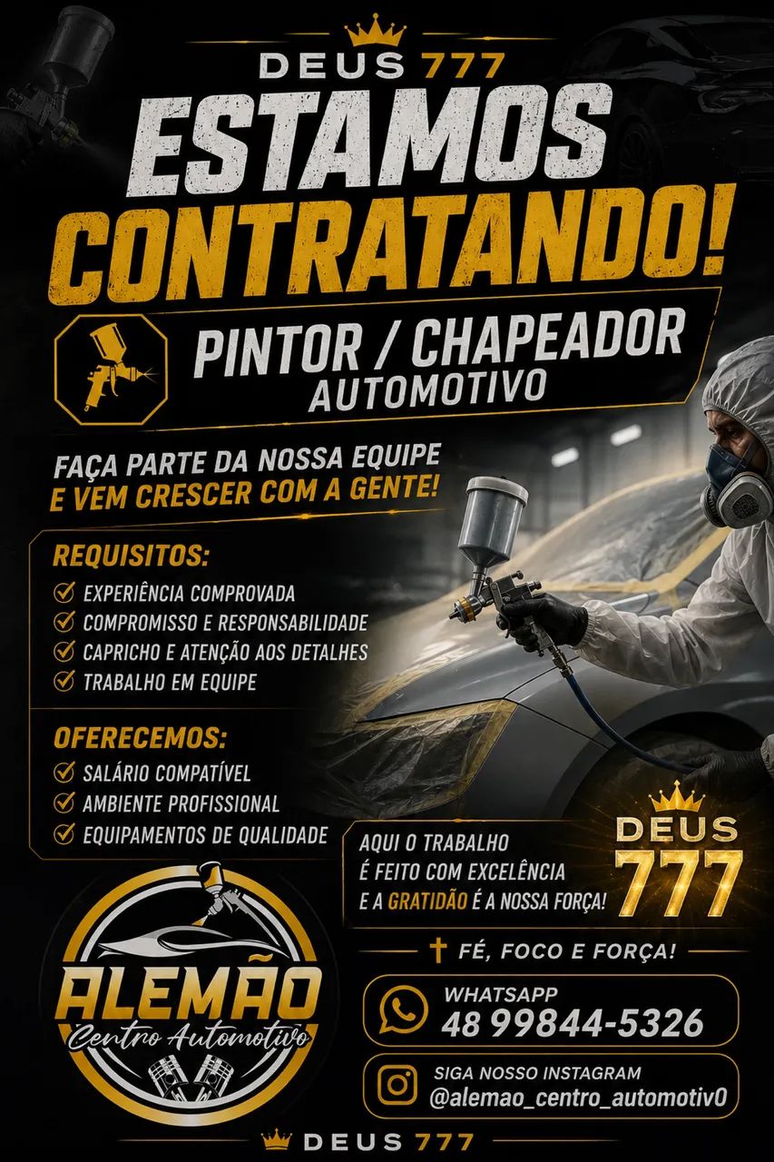 Vaga para chapeador e pintor automotivo 