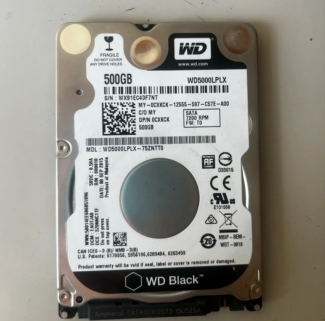 HD WD Black | 500GB | Saudável 
