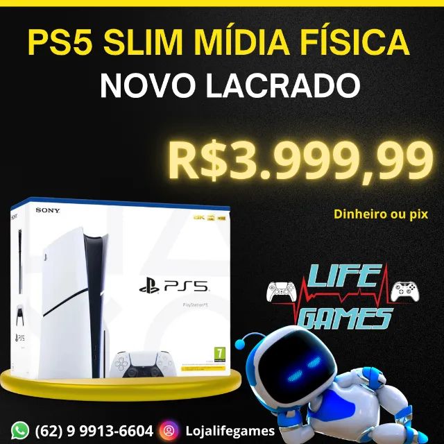 Playstation 5 Slim 1 Tera Mídia física Novo com garantia, loja física