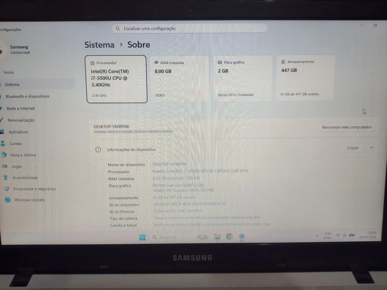 Notebook Samsung NP500R - Excelente conservação - i7 - Foto 3