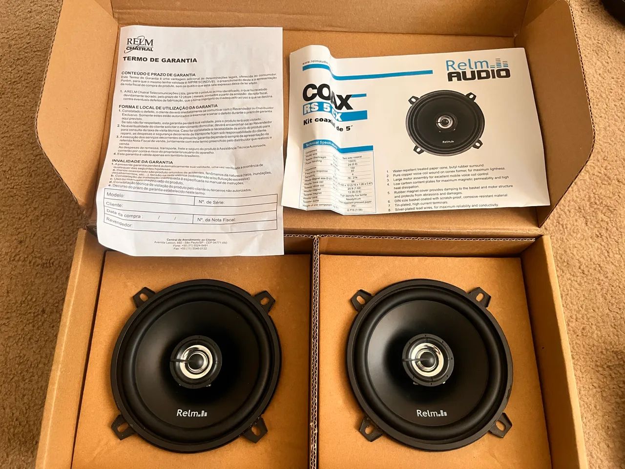 Coaxial 5 Helm áudio qualidade 