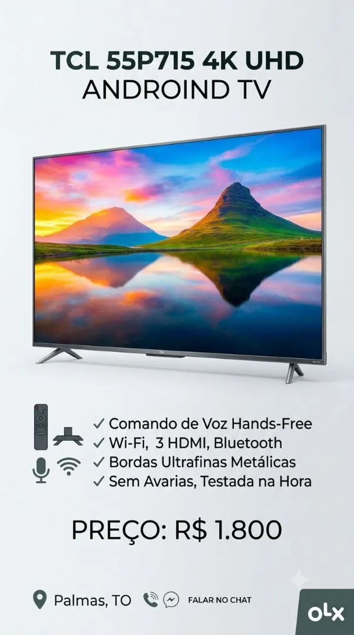 Smart TV TCL 55" 4K Real - Sistema Android TV (Modelo 55P715) - Foto 2