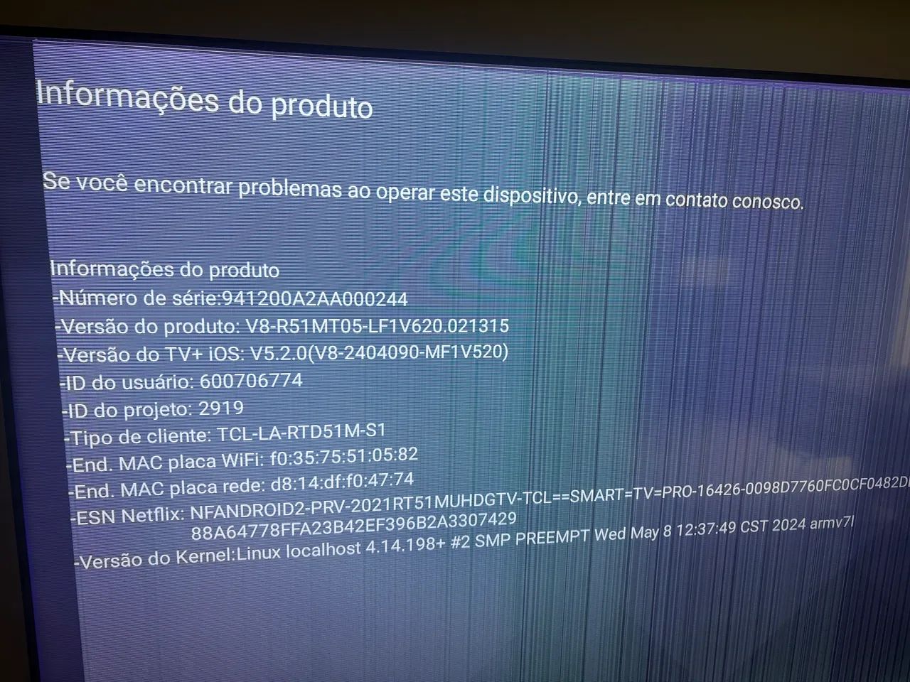Smart tv 65? TCL com defeito 