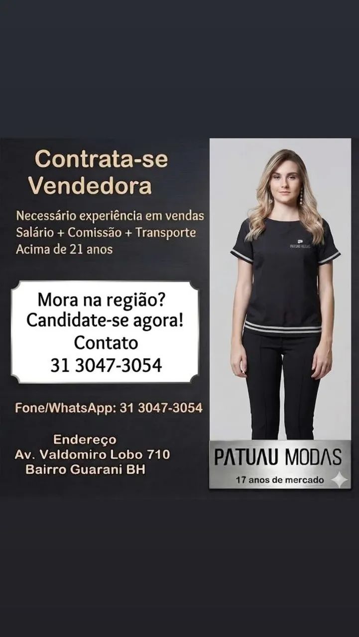 Oportunidade. Contratação imediata 