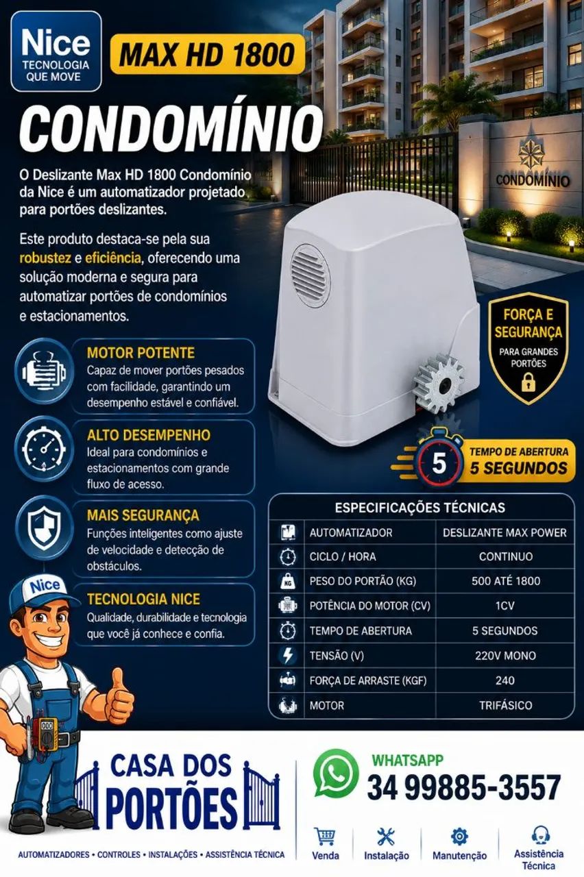 Motor para portão eletrônico de condomínios 