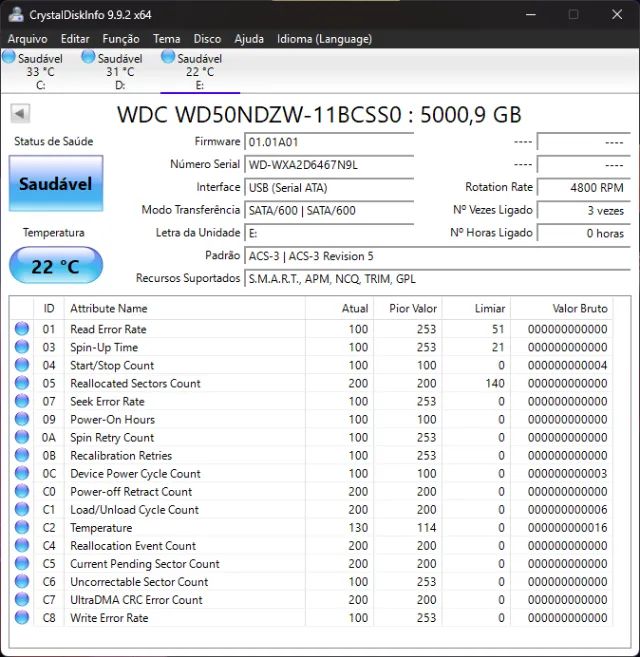 Hd Externo Wd Elements 5tb Wdbu6y0050bbk Usb 3.0 (Usado) Hd Externo Wd Elements 5tb Wdbu6y - Foto 2