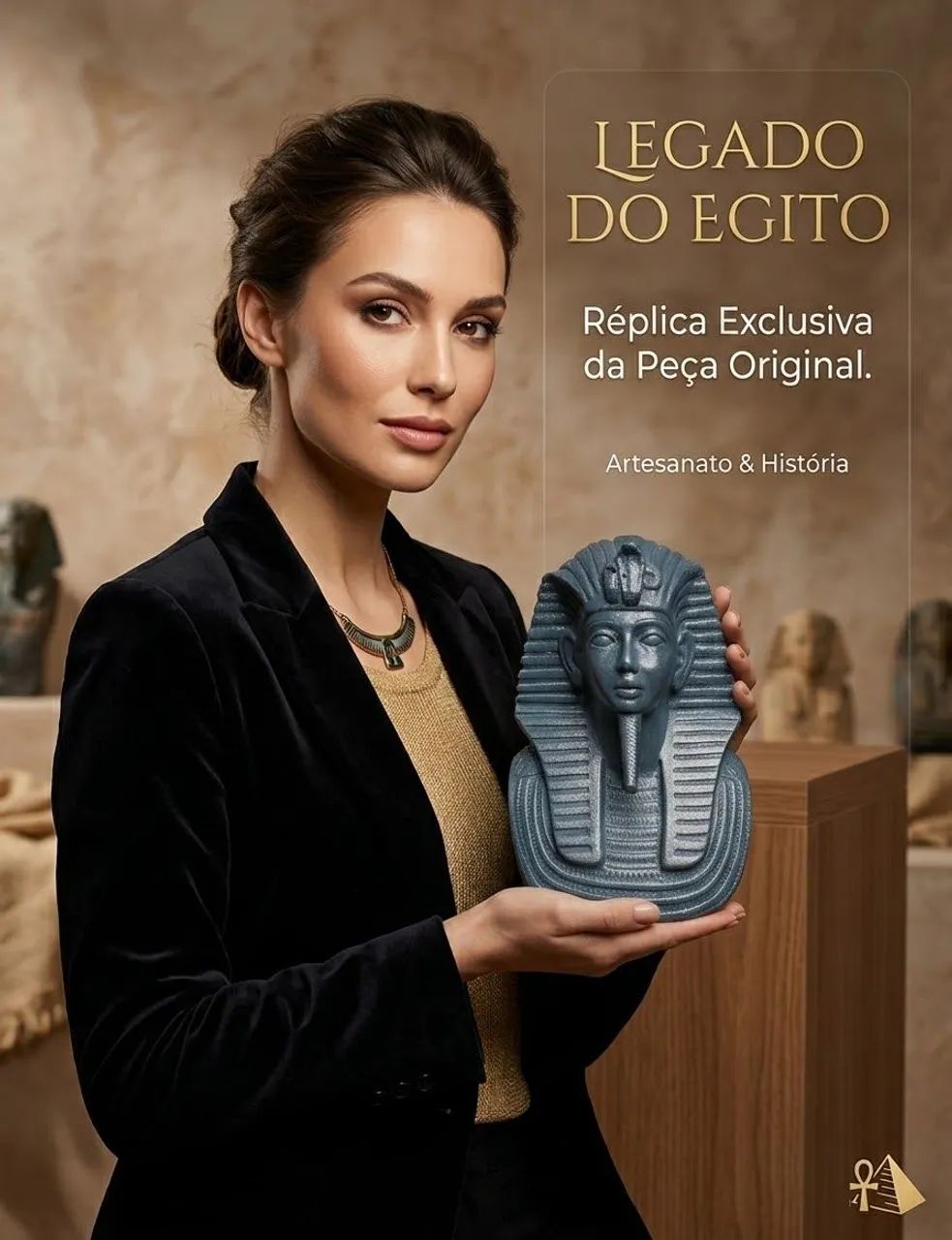 Escultura busto de faraó 