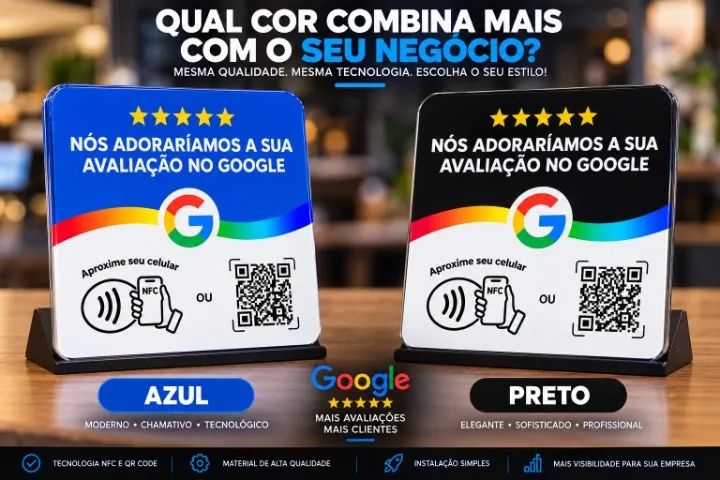 Plaquinha NFC + QR Code para Avaliação no Google - Personalizada - Foto 2