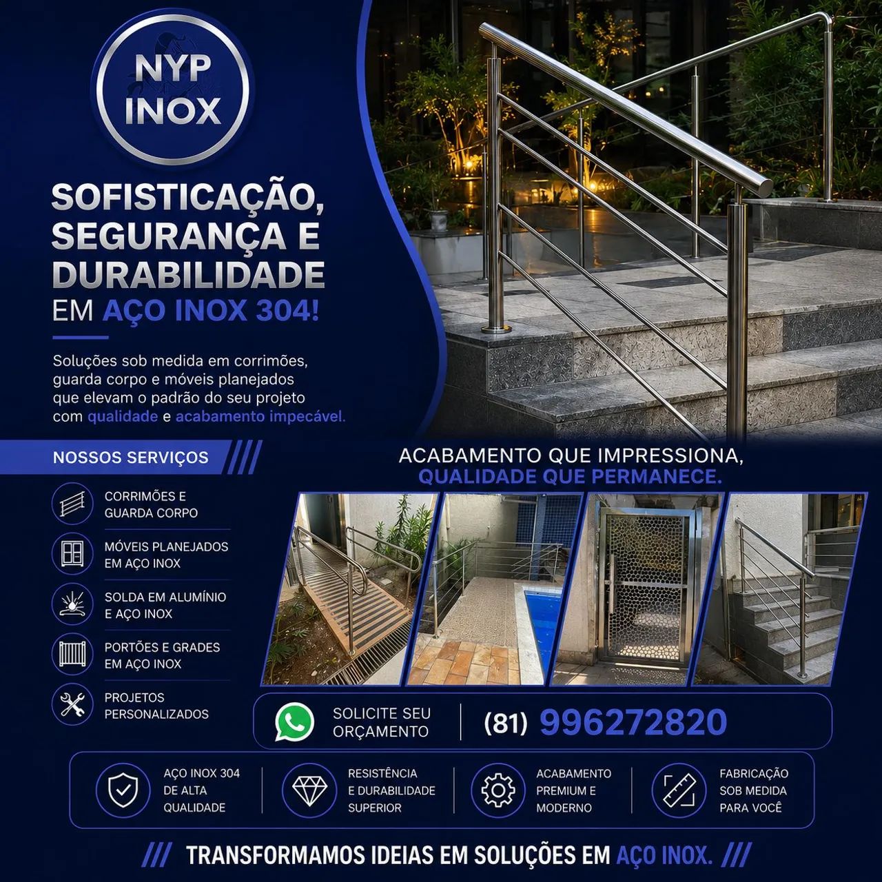 Corrimão, guarda corpo e móveis em aço inox  - Foto 2