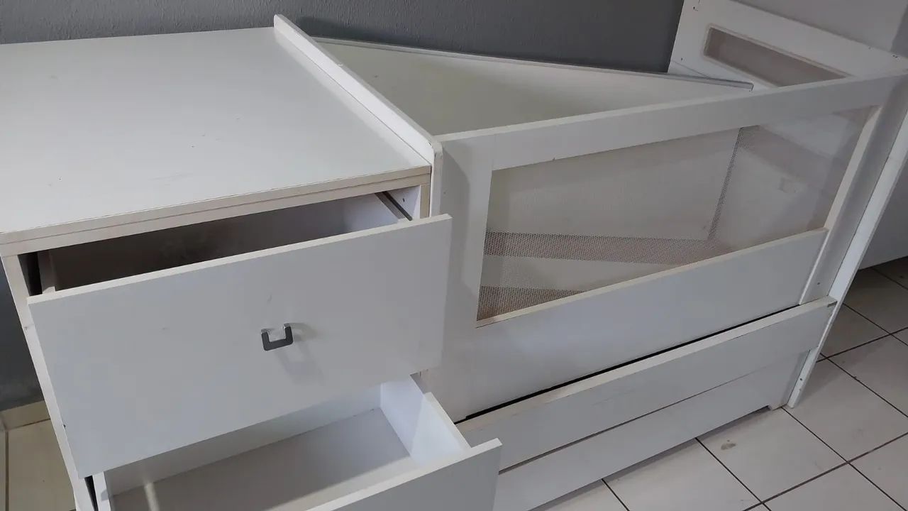 Berço com Cômoda e Cama Auxiliar (Bicama) - Semi Novo! - Foto 2