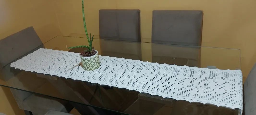 Mesa de jantar com 6 cadeiras - Tampa de vidro  - Foto 2