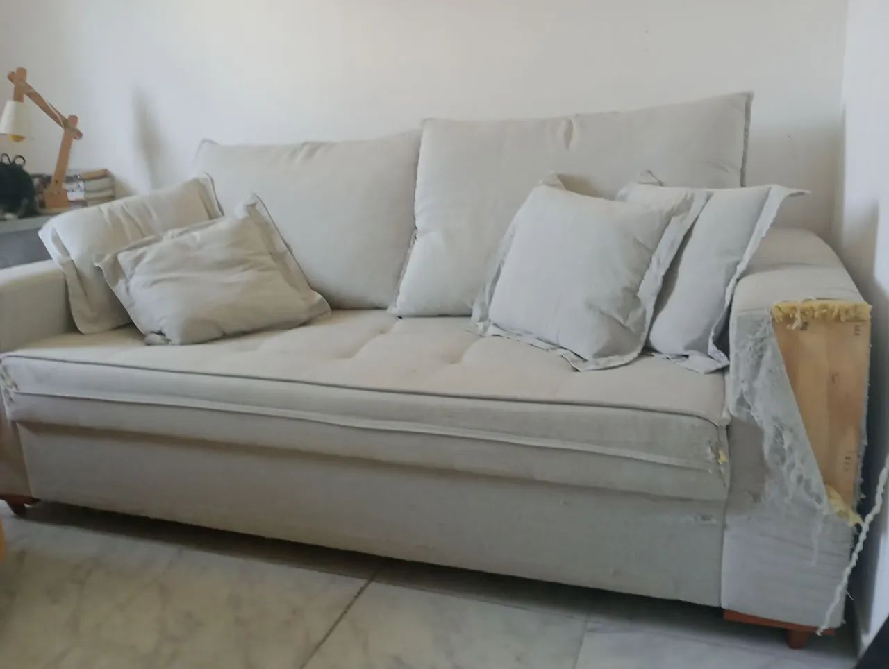 Sofá de linho 3 lugares almofadas . - Foto 3