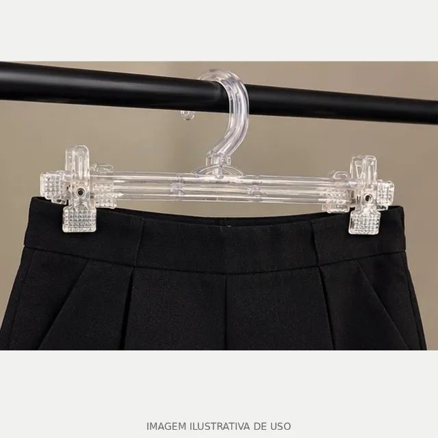 Cabide Acrílico Transparente com Presilhas para Calças e Saias - Usado - Foto 3