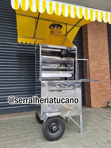 Carrinho de churrasco espetinho Com churrasqueira lona colorida