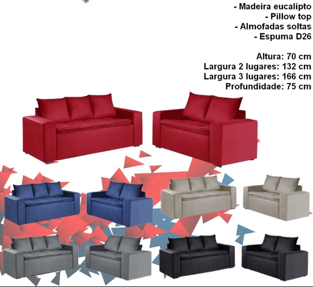 Sala sofá conjunto de 2 e 3 lugares 