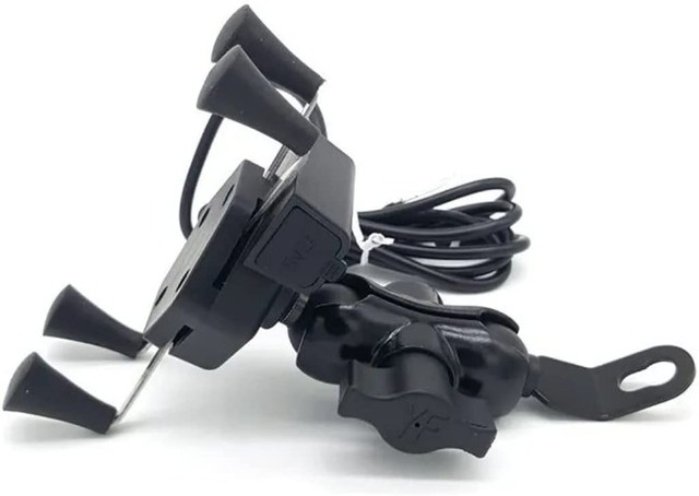 Suporte Garra Para Celular Moto Universal Com Carregador Usb - 230 - Foto 2