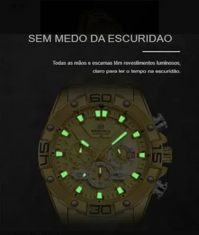 Relógio Masculino Dourado Com Data e Cronógrafo  - Foto 2
