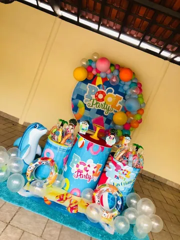 Kit Festa Pool Party Azul - Decoração Infantil