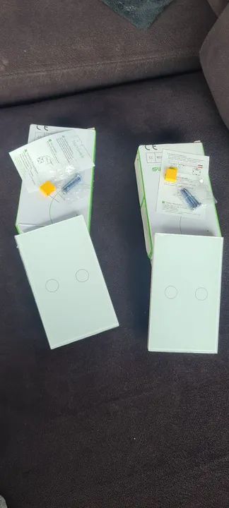 Interruptor com frente de vidro branco novo 35,00 cada - Foto 2