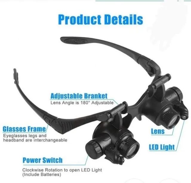  * super Óculos lupa led de cabeça 65104607704706123