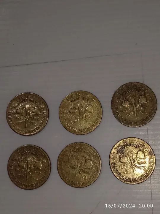 Moedas de 1000 reis de 1922. Kit com seis peças. - Foto 2
