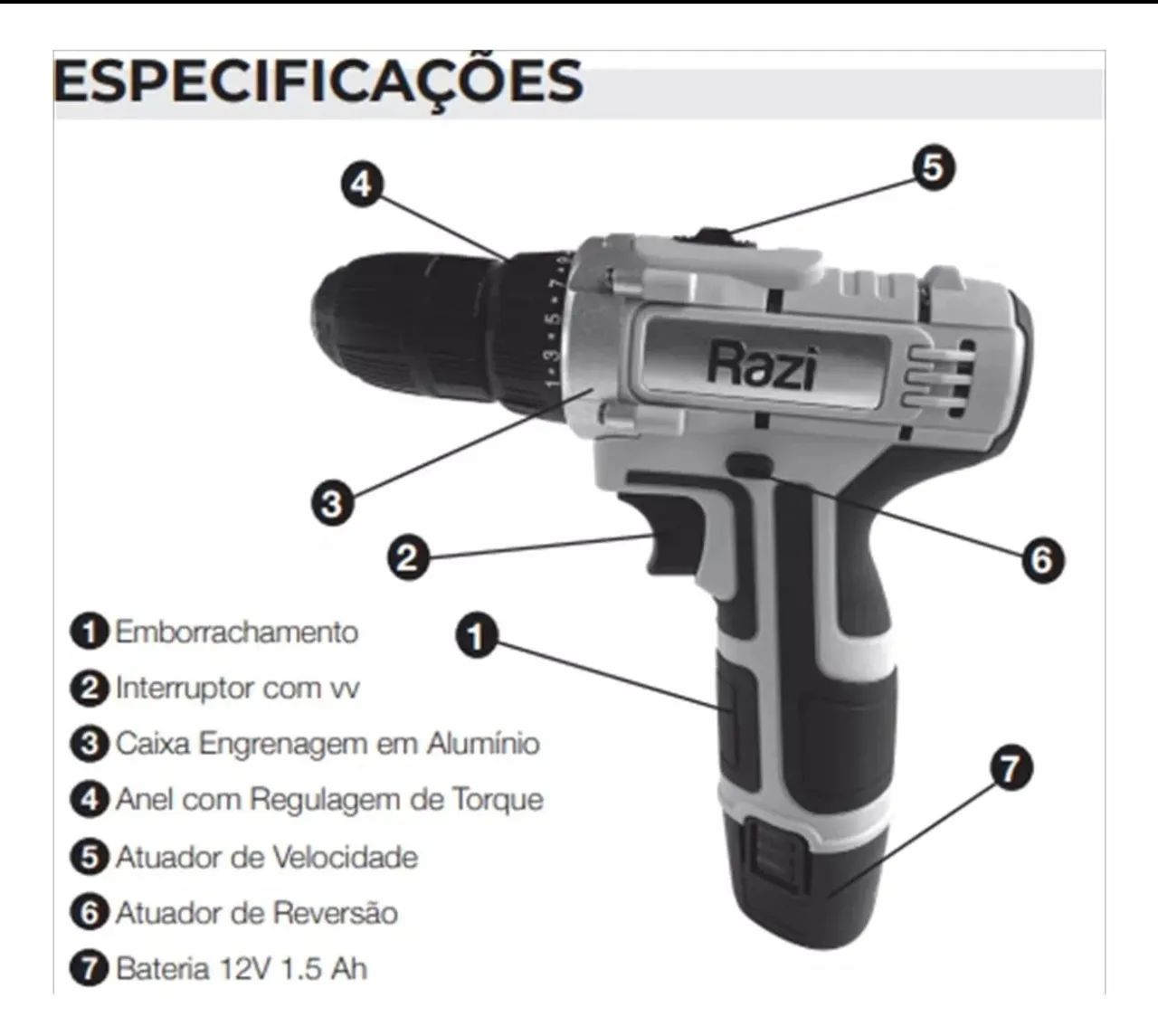 Parafusadeira/Furadeira 12V com Bateria 1.5Ah - Foto 2