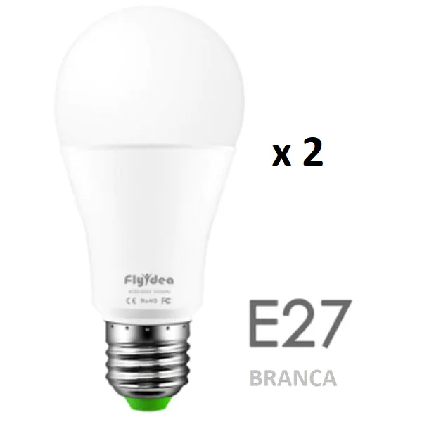 Kit 2x Lampada inteligente alexa Cor da luz branca