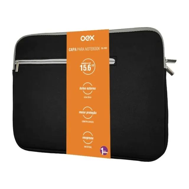 Capa Para Notebook 15.6 Neoprene Bolso Externo Preto SL102 - Oex  cod: 2076 - Foto 4