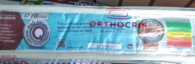 Colchão Berço Padrão - medidas 60x130x10. Marca: ORTHOCRIN. Estado: NOVO. - Foto 3