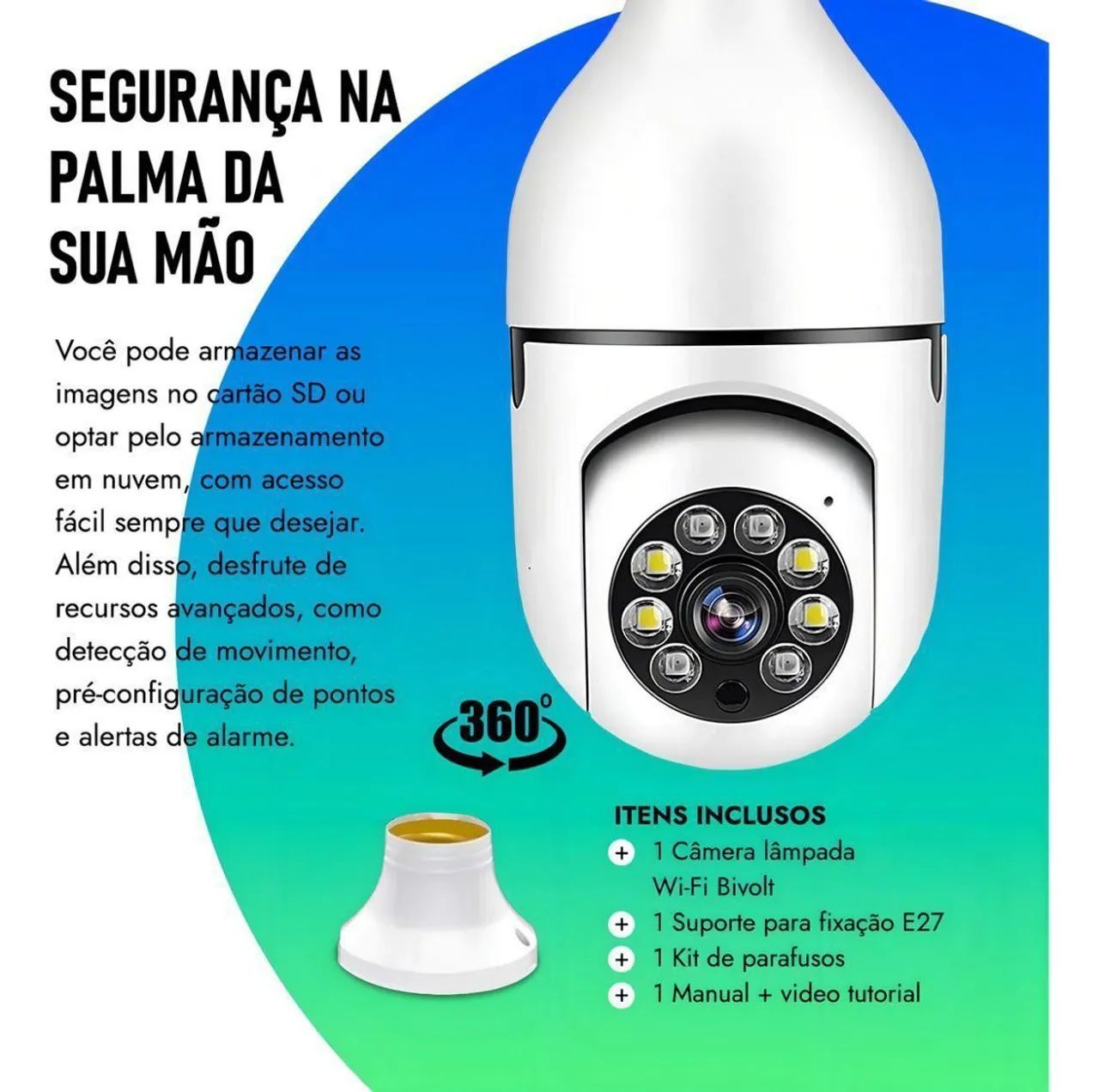 Câmera inteligente Wi-Fi lâmpada  - Foto 4