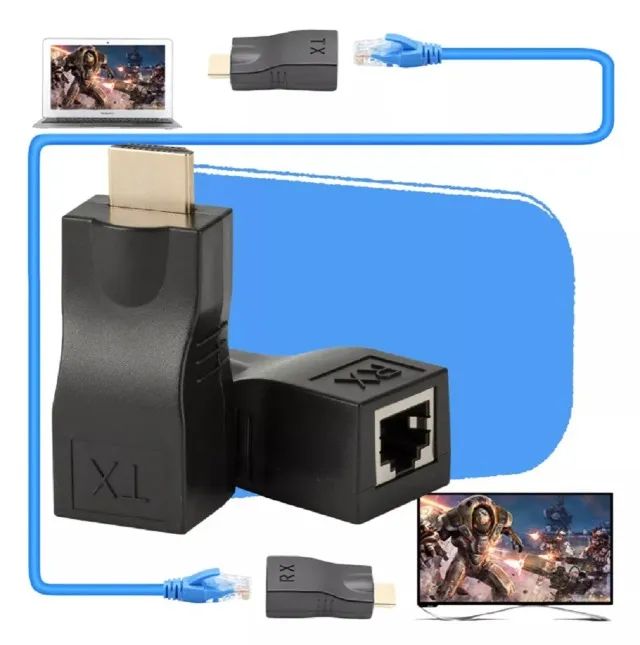 Extensor Conversor Hdmi Via 1 Cabo Rede Rj45 4k 30m Cat5e/6 - COD 1211