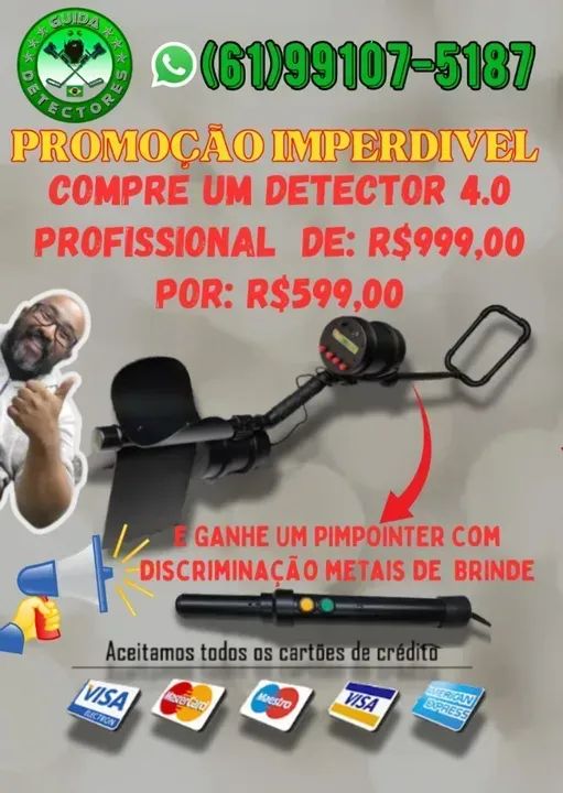 DETECTOR DE METAL PROFISSIONAL 4.0+PIMPOINTER DE BRINDE 