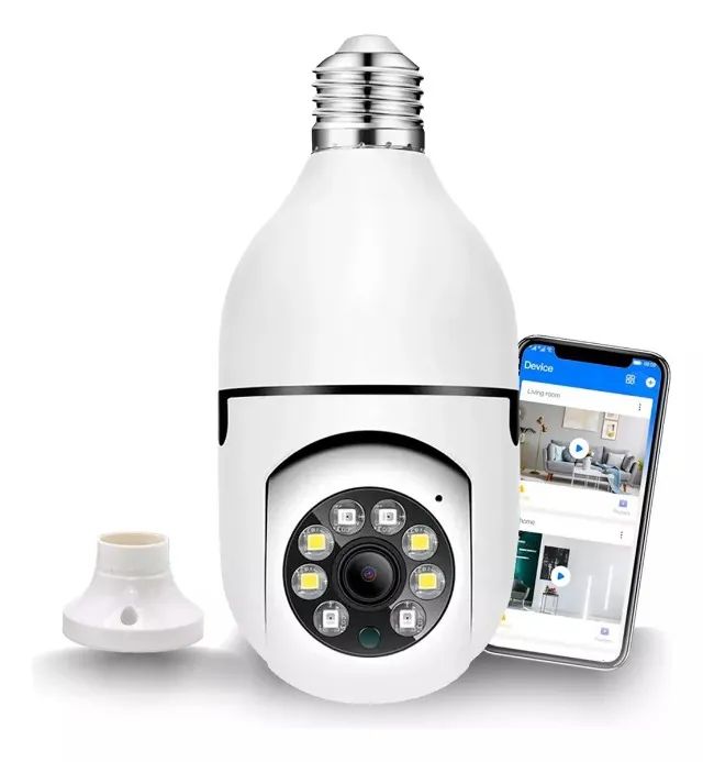 PRONTA ENTREGA | Câmera Segurança Lâmpada Espiã Visão Noturna Wifi