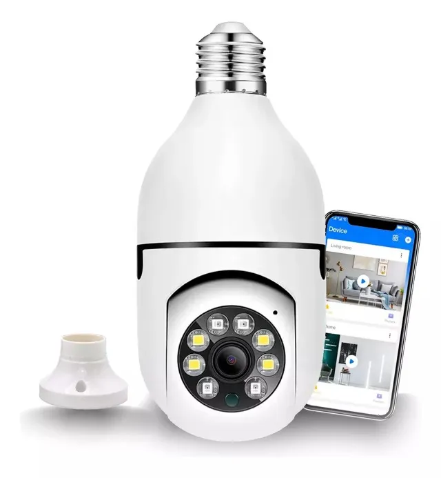 PRONTA ENTREGA | Câmera Segurança Lâmpada Espiã Visão Noturna Wifi